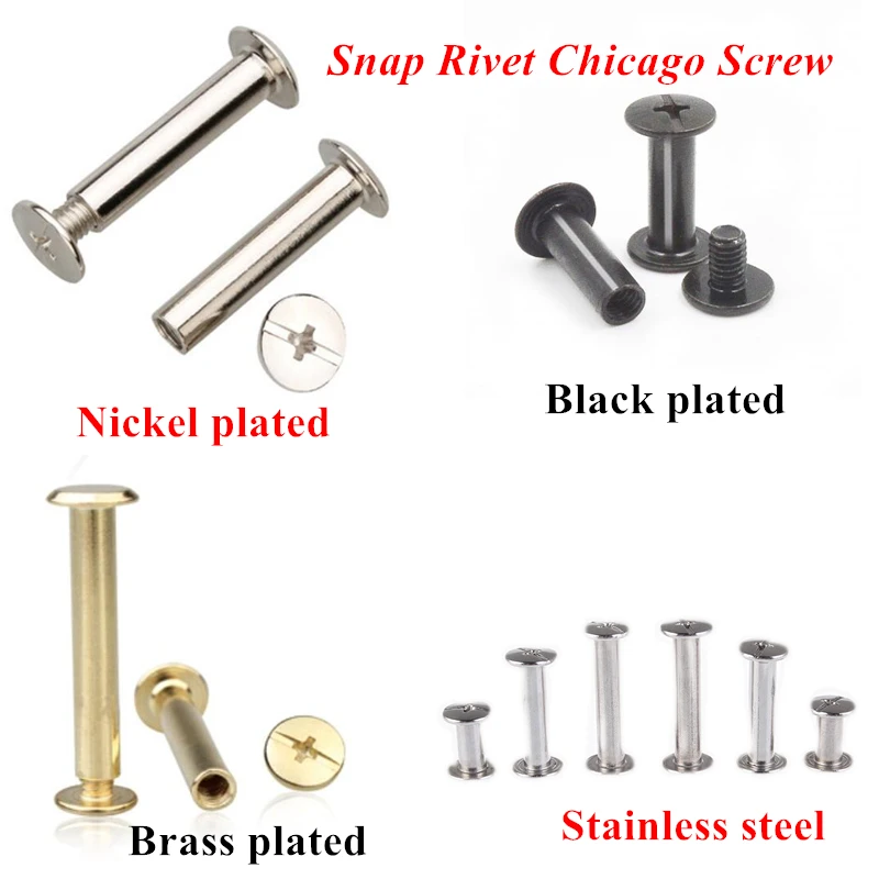 Details about   ALBUM PURSE BRASS PLATED BINDING CHICAGO SCREW LEATHER RIVETS M5*6mm-M5*100mm 