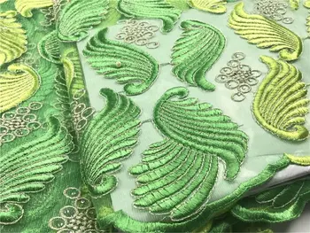 

African Lace Fabric 2017 Embroidered Nigerian Laces Fabric Bridal High Quality French Tulle Lace Fabric For Women FL3046 green