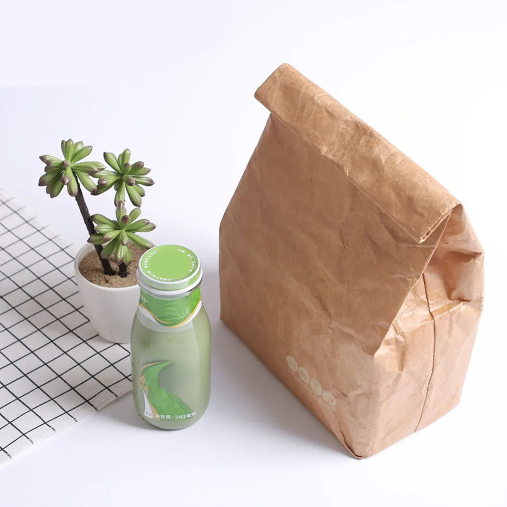 

Picnic Bags Waterproof Insulation Lunch Bag 6L Thermal Food Bags Cooler Fold Kraft Paper Bags