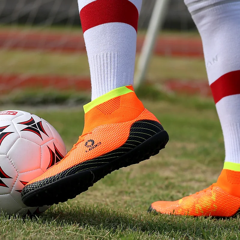 Outdoor Men Boys Soccer Shoes Football Boots High Ankle Kids Cleats Training Sport Sneakers Size 35-45 (18)