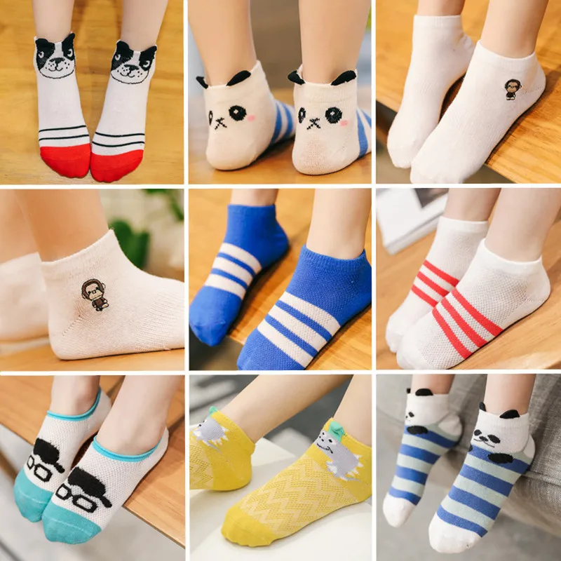 

Softu 5 Pair/Lot Cotton Kids Socks Summer Girls Boys Children Socks Breathable Infant Toddler Soft Sock for 1-12T