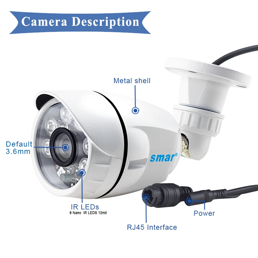 IP камера Smar SONY IMX323 с датчиком водонепроницаемая 1080P наружная цилиндрическая 6 шт.