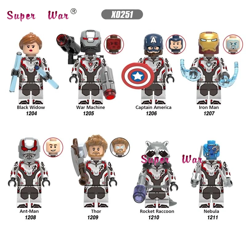 

50pcs Super Hero Marvel Avengers 4 Endgame End game Quantum Suit Thor Iron Man War Machine Figure building block children toys
