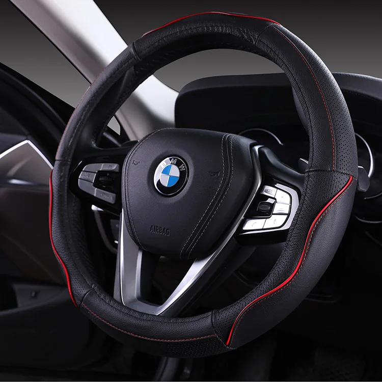 

Leather Car Steering Wheel Cover Top Layer Cowhide Car Steer Wheel Sleeve General Autocar Steering Wheel Decoration Accessories