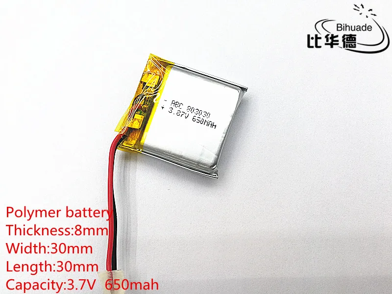 1pcs/lot 3.7V 650mah 803030 Lithium Polymer LiPo Rechargeable Battery For Mp3 Mp4 Mp5 DIY