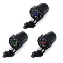 Последние 12 В/24 В двойной порт автомобильное USB зарядное устройство розетка для IPad Iphone Автомобильная лодка мобильные телефоны светодиодный измеритель напряжения для автомобиля мотоцикл