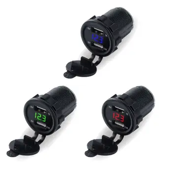 

Latest 12V/24V Dual Port Car USB Charger Power Outlet ForIpad Iphone Car Boat Mobile Phones Led Voltage Meter For Car Motorcycle
