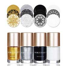 4 бутылки красная серия набор для штамповки лака 9 мл золотой серебряный черный белый лак для ногтей Набор для печати лаков