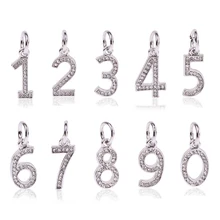 Número de la suerte 0 a 9 Granos de la Plata Del Envío Libre Digital Joyería de Moda encantos Fit Pandora Pulsera Europea Para Las Mujeres Regalo chica