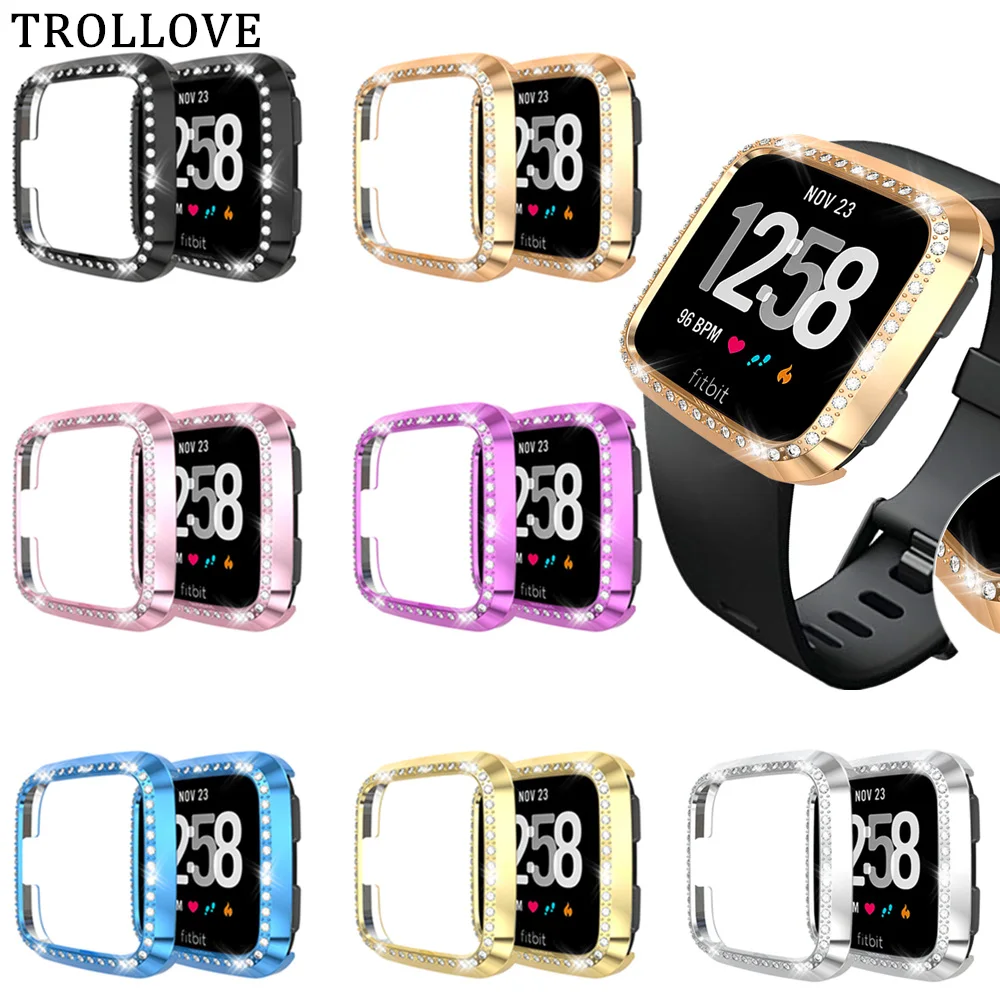 

Bling Diamond Bumper Case For Fitbit Versa /Versa Lite Band PC Protect Cover Protective Shell Watch Frame SmartWatch Accessories