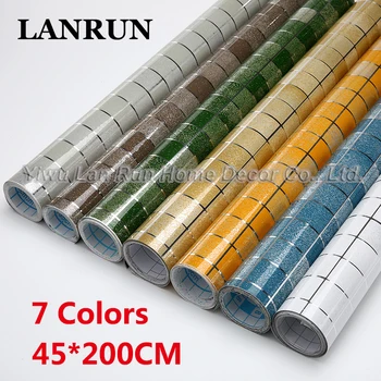 

Mosaic Wall Sticker Waterproof Anti Oil Kitchen Wallpaper 45x200cm Aluminum Foil Heat Resistance DIY Self-adhesive Home Decor