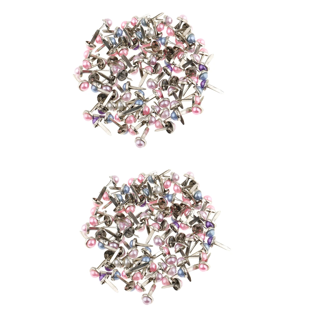 400 Pieces Metal Pearl Head Brad Paper Fasteners for Scrapbooking Embellishment Paper Craft 6mm