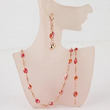 Модные новые женские золотые Австрийские кристаллы ожерелье браслет серьги Свадебные/Свадебные Ювелирные наборы подарок