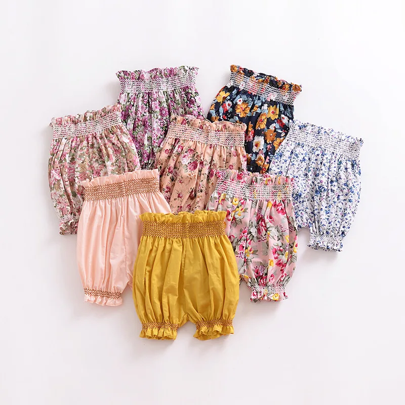 

2019 Cute Newborn Infant Baby Girl Clothes Floral Bubble Bloomers Beach Party Wear Baby Shorts Elastic Bloomer