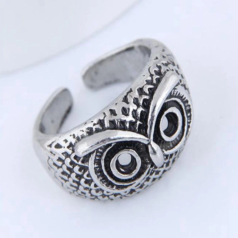 

New Vintage Gothic Ring Stainless Steel for Men Women Silver Hollow Owl Adjustable Rings Anillos Hombre Wholesale Lots Bulk