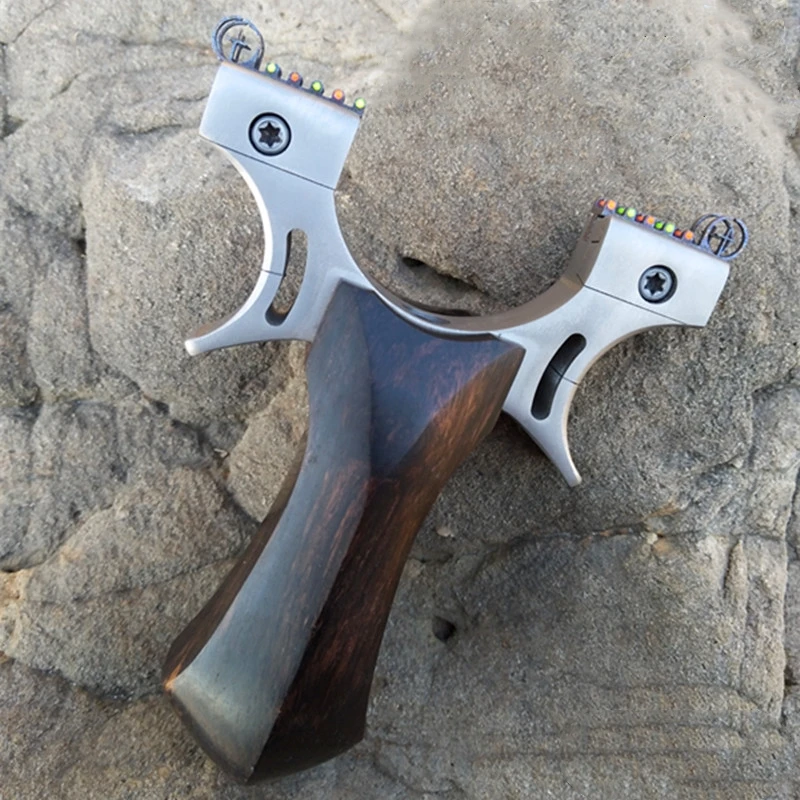 

Slingshot Hunting Titanium alloy Catapult Flat Rubber Band Shooting Adult Sling Shot High Quality with Ebony Wood Handle