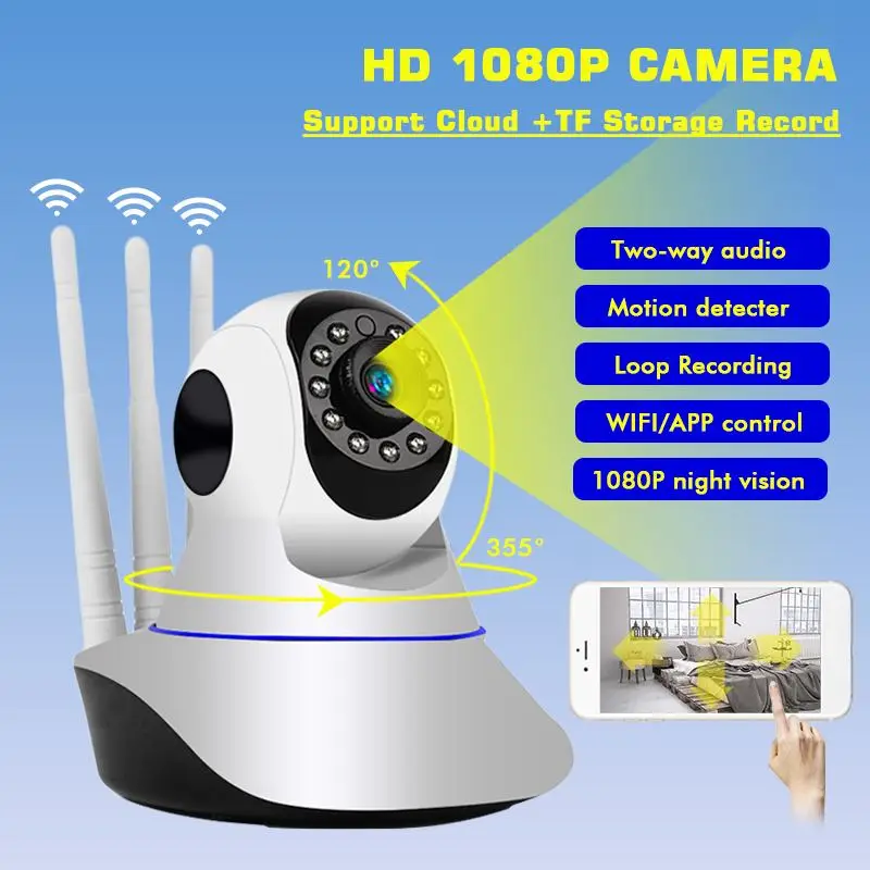 2.0MP 1080 P HD беспроводная камера видеонаблюдения ptz wi fi охранных для персонального