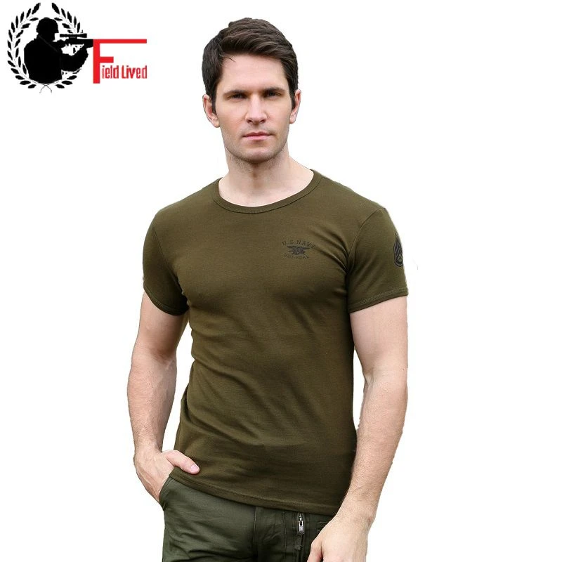 khaki muscle fit t shirt