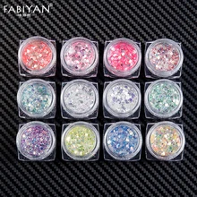 12 цветов AB шестигранный лак для ногтей блестки пудра с пайетками круглые хлопья Маникюр украшение УФ гель лак 3D Советы DIY Инструменты
