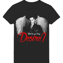 LUCIFER MORNINGSTAR WHAT DO YOU True DESIRE TOM ELLIS PH705 унисекс черная футболка крутая Повседневная pride Футболка мужская унисекс Мода