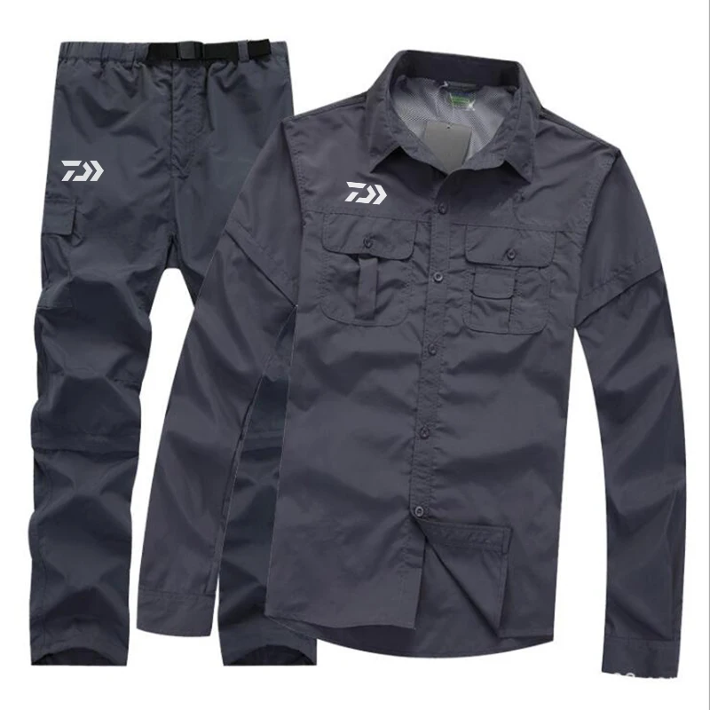 Conjuntos de Pesca à Prova de Vento ao ar Roupas de Pesca Destacáveis à Prova de Chuva Daiwa Livre Respirável Anti-uv Secagem Rápida Conjuntos 5 Daiwa conjuntos de pesca à prova de