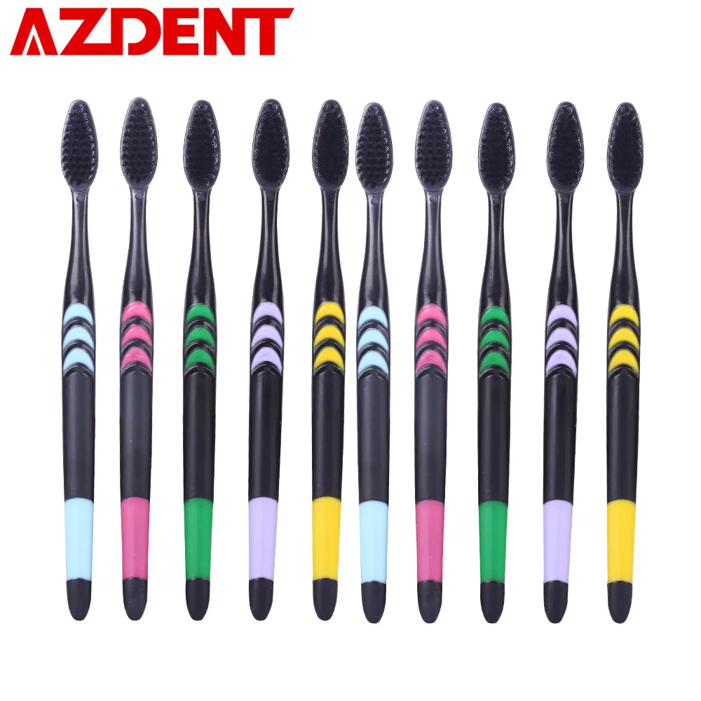 Hot 10PCS/Pack Double Ultra Soft Toothbrush Bamboo Charcoal Nano Brush