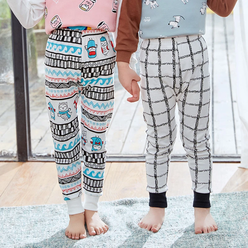 

5 Styles Baby Girls Boys Cotton Pants Cartoon Soft Pajama Long Johns Fashion Children Trousers for 3-9 Years