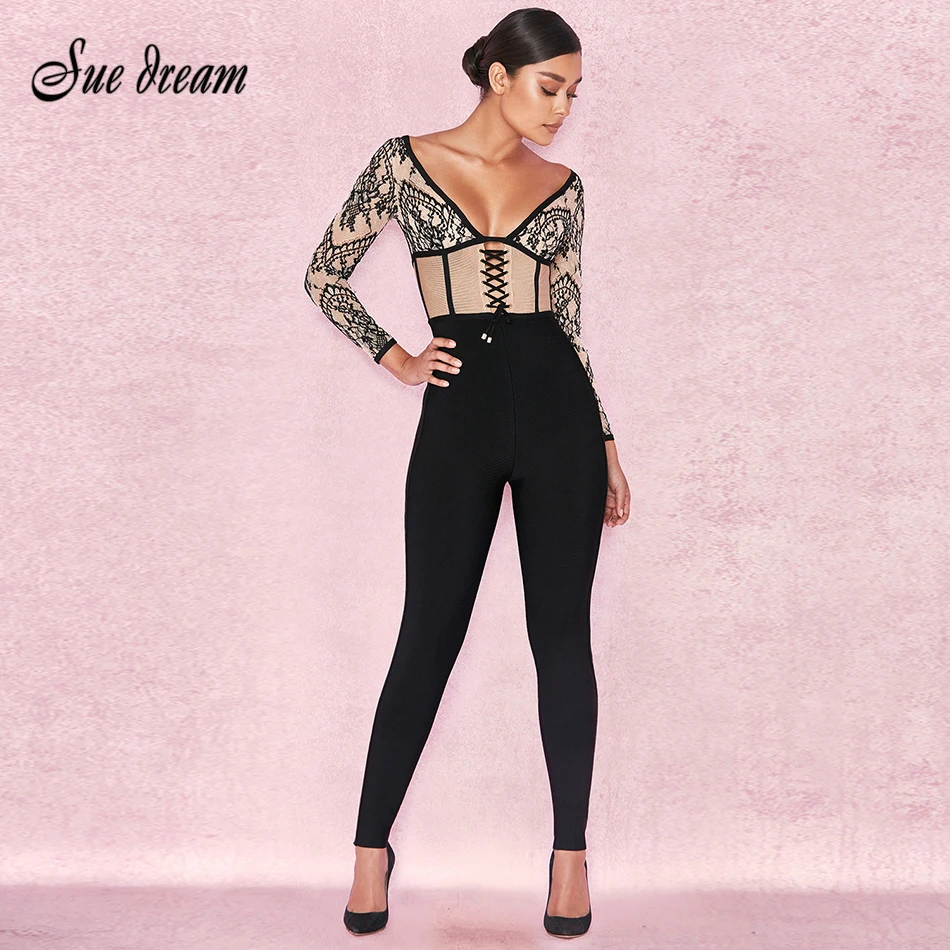 bandage jumpsuit long sleeve