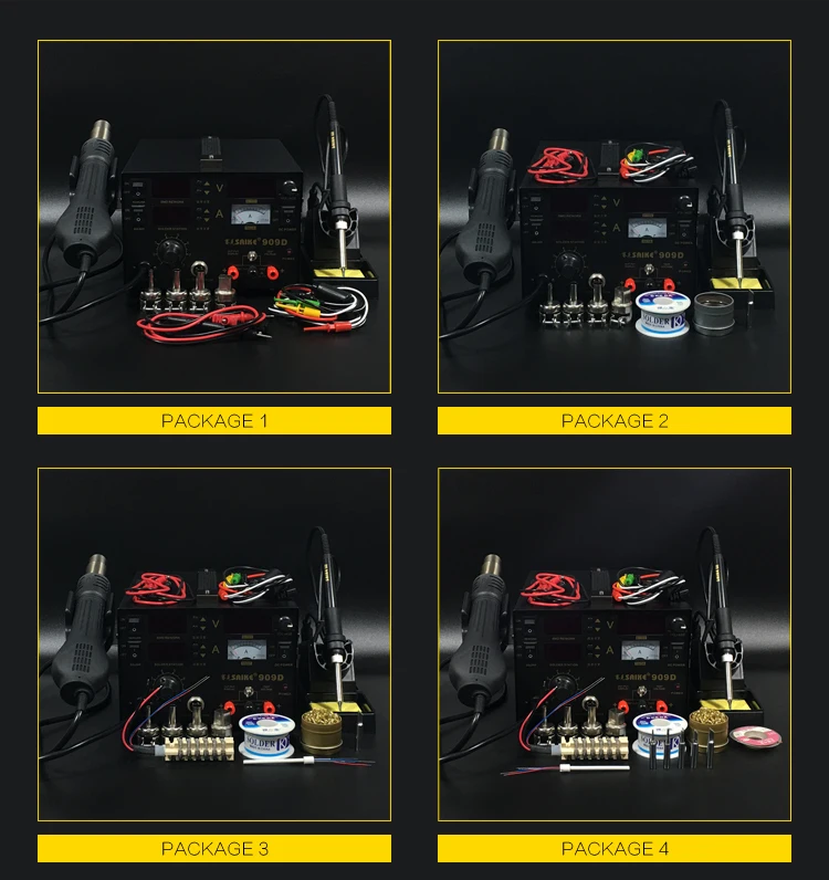 SAIKE 909D 3 в 1 горячий воздух паяльная станция переработанные станции De паяльная станция постоянного тока Регулируемый источник питания 15V 1A