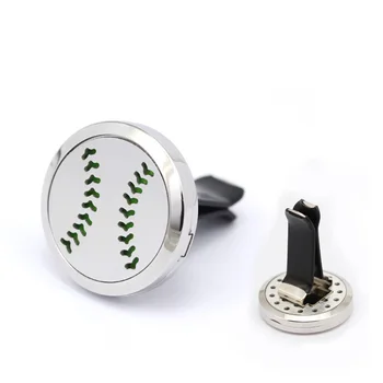 

2017 New 30mm 316 Stainless Steel Sport Baseball Aromatherapy/Essential Oil Diffuser Perfume Locket Clip for Car