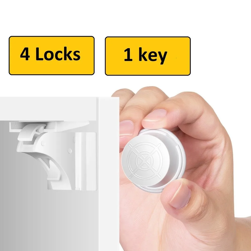 

Magnetic Child Lock Baby Safety Protection Cabinet Door Lock Kids Drawer Locker Security Invisible Lock 4/8pcs lock+1/2keys
