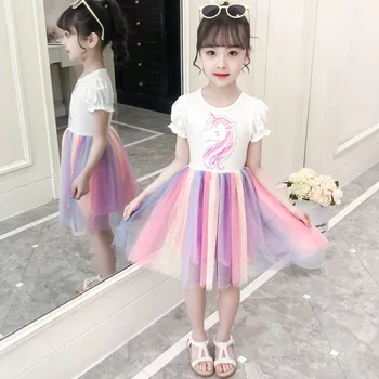 

Girls Unicorn Tutu Dress Kids Rainbow Princess Girls Birthday Party Dress Children Summer Unicorn Costumes 8 10 12 13 Years