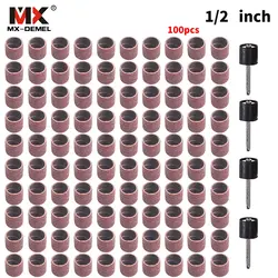 MX-DEMEL 100 шт. 1/4 "6,35 мм цилиндр шлифовка комплект + 2 шт. шлифовальная полоска 1/8 хвостовиком роторный инструмент ногтей сверла абразивные