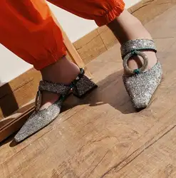 Bonjean/Лидер продаж; блестящие женские шлепанцы с украшением; обувь на толстом каблуке с квадратным носком и вырезами; летние модельные туфли