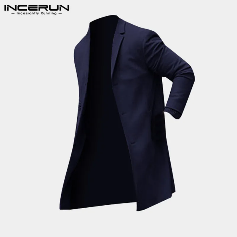 Fashion Winter Men's Trench Long Jackets Coats Overcoat Classic Jackets Solid Slim Fit Outwear Hombre Men Clothes Khaki Black
