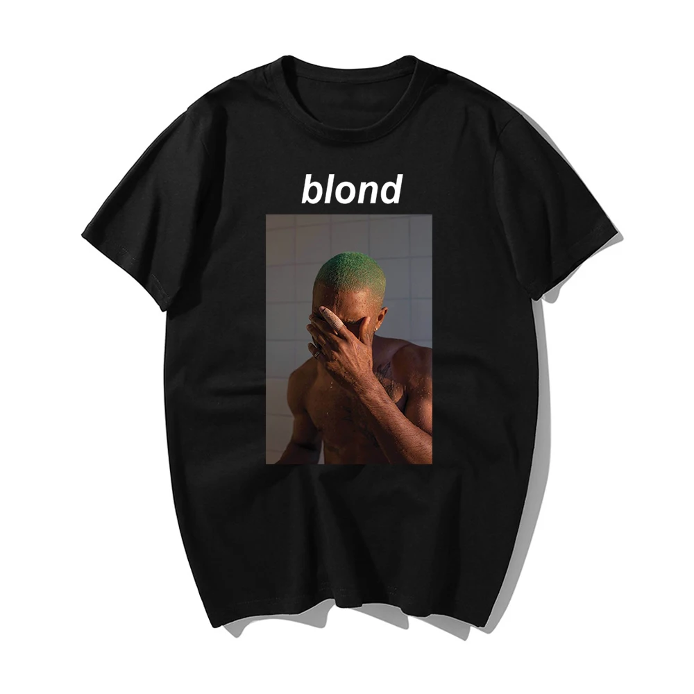Модная футболка с принтом Frank Ocean Blond, Забавные футболки Harajuku, повседневные хлопковые футболки с коротким рукавом, новая летняя футболка мужская хип-хоп - Цвет: Black
