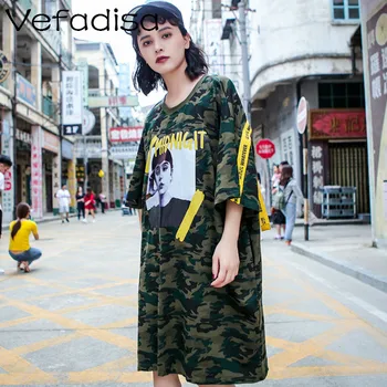 

Vefadisa 2020 Women Summer Off Back Dress Women Sexy T Shirt Dress Women Green Camouflage Dress Half Sleeve ZQY046A