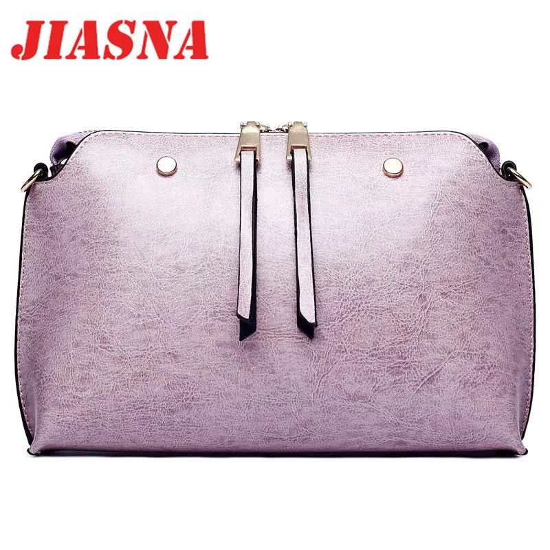 

JIASNA 2017 New Women Solid Zipper Shell High Quality Bag Japan and Korean Style Soft PU Crossbody Bags C*C Versatile Channel