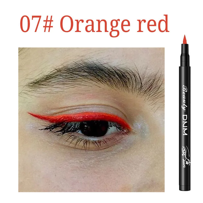 Стойкая подводка для глаз, черная гладкая быстросохнущая подводка для глаз, водостойкая, полный Профессиональный макияж, не Цветущая жидкая подводка для глаз, макияж - Цвет: 07 Orange Red