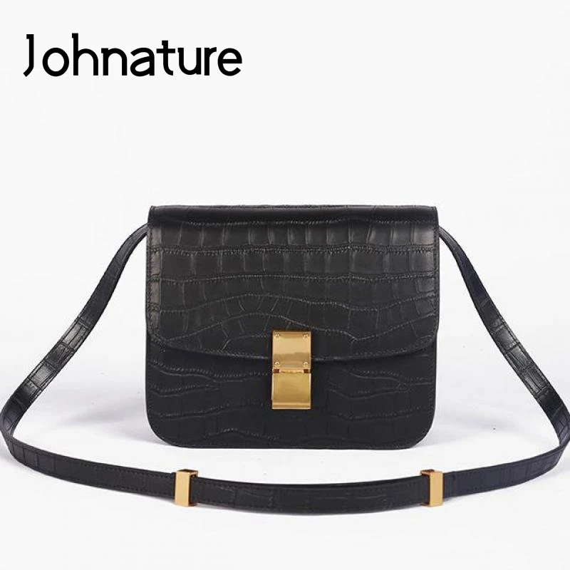 

Johnature 2019 New Genuine Leather Casual Hasp Flap Versatile Alligator Solid Soft Women Handbag Shoulder & Crossbody Bags