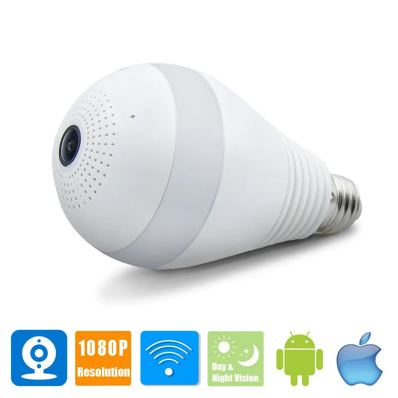 

LED Light 960P 1080P Wireless Panoramic Home Security WiFi CCTV Fisheye Bulb Lamp IP Camera 360 Degree Home Security Burglar