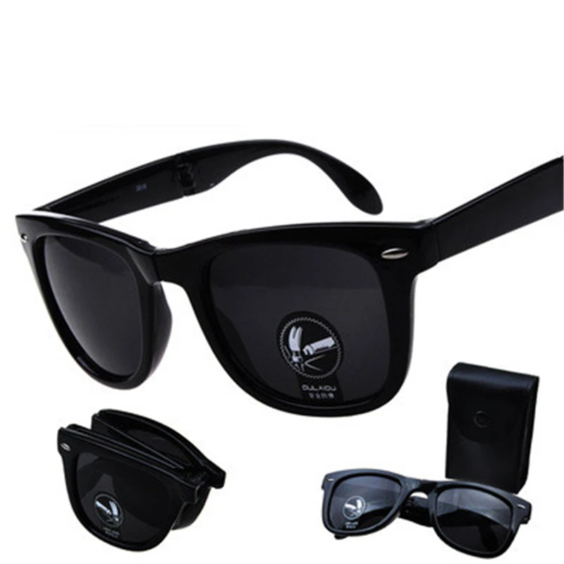 

Folding Glasses With Case Men Women Brand Design Mirrored Sun Glasses Folded Oculos De Sol UV400 N Foldable Sunglasses
