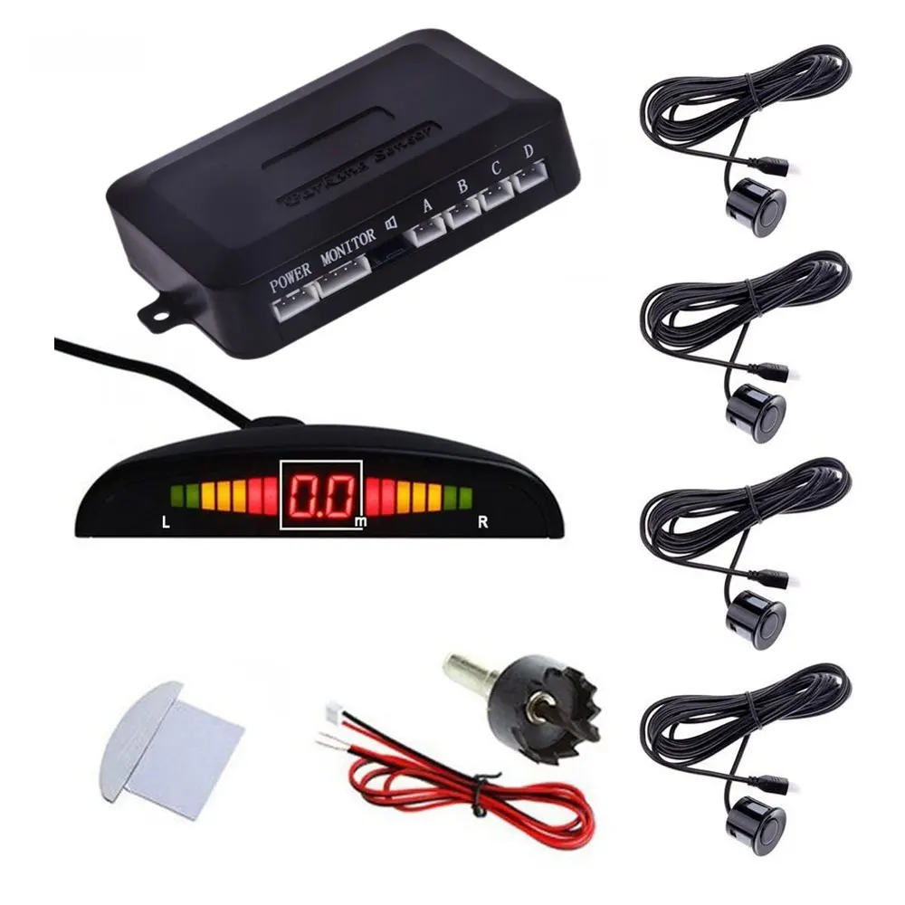 

1 Set Car LCD Display Vioce Reminder Reverse Parking Radar System 4 Radar Sensors Backup Camera Detector
