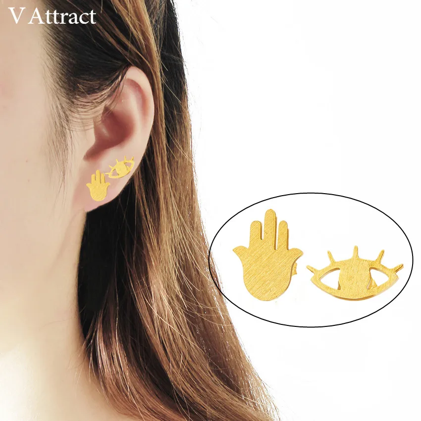 V Attract Religion Jewelry Stainless Steel Lovely Modern Evil Eye Stud