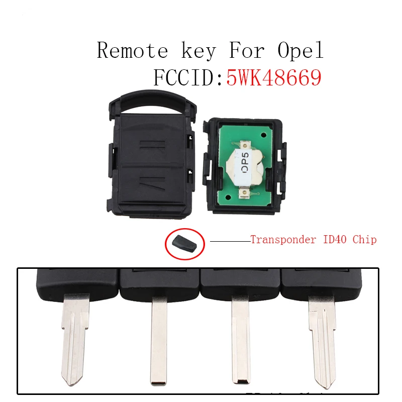 

2 Buttons Remote key For Vauxhall Opel AGILA MERIVA ASTRA CORSA C COMBO VAN TIGRA VECTRA 2001-2005 5WK48669 ID40 Chip Car key