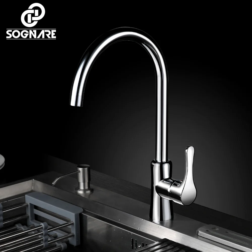 

SOGNARE Kitchen Faucet Chrome Finish Water Tap Rotate Swivel Kitchen Mixer Faucet Cold and Hot Water Mixer Taps Torneira Cozinha