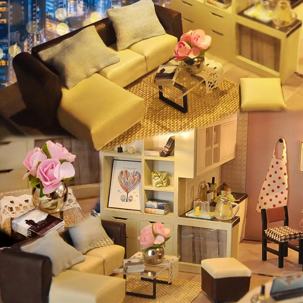 Small DIY Dollhouse 3D Wooden Furniture Mini Doll House Lifelike Handmade Miniature Dollhouses Kit Toys for Children Gifts Small DIY Dollhouse 3D Wooden Furniture Mini Doll House Lifelike Handmade Miniature Dollhouses Kit Toys for Children Gifts