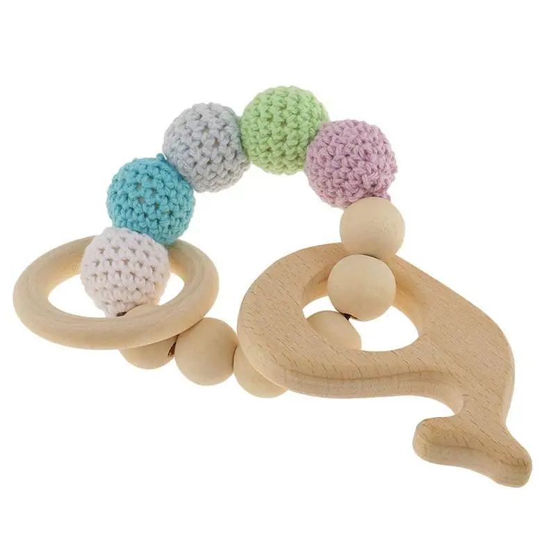 lower price 1 pc Wooden Educational Toys Children Rattle Toy Baby Teething Accessories Multicolor - Whale