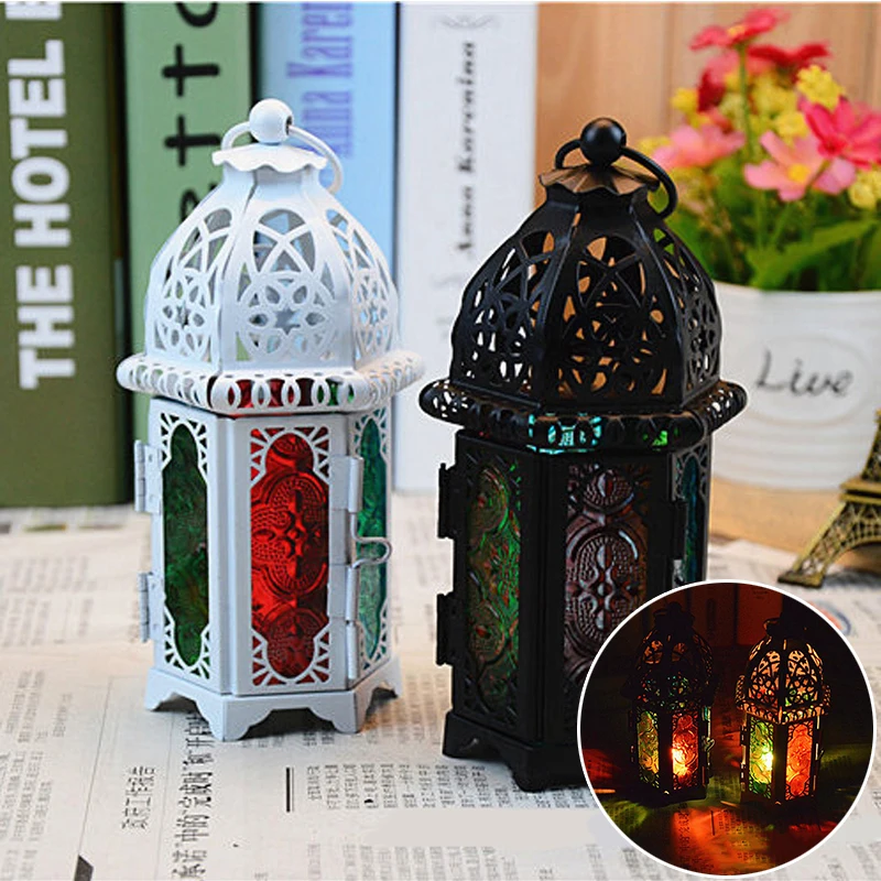 1pc Moroccan Lantern Tea Light Lamp Votive Candle Holder Box Hanging