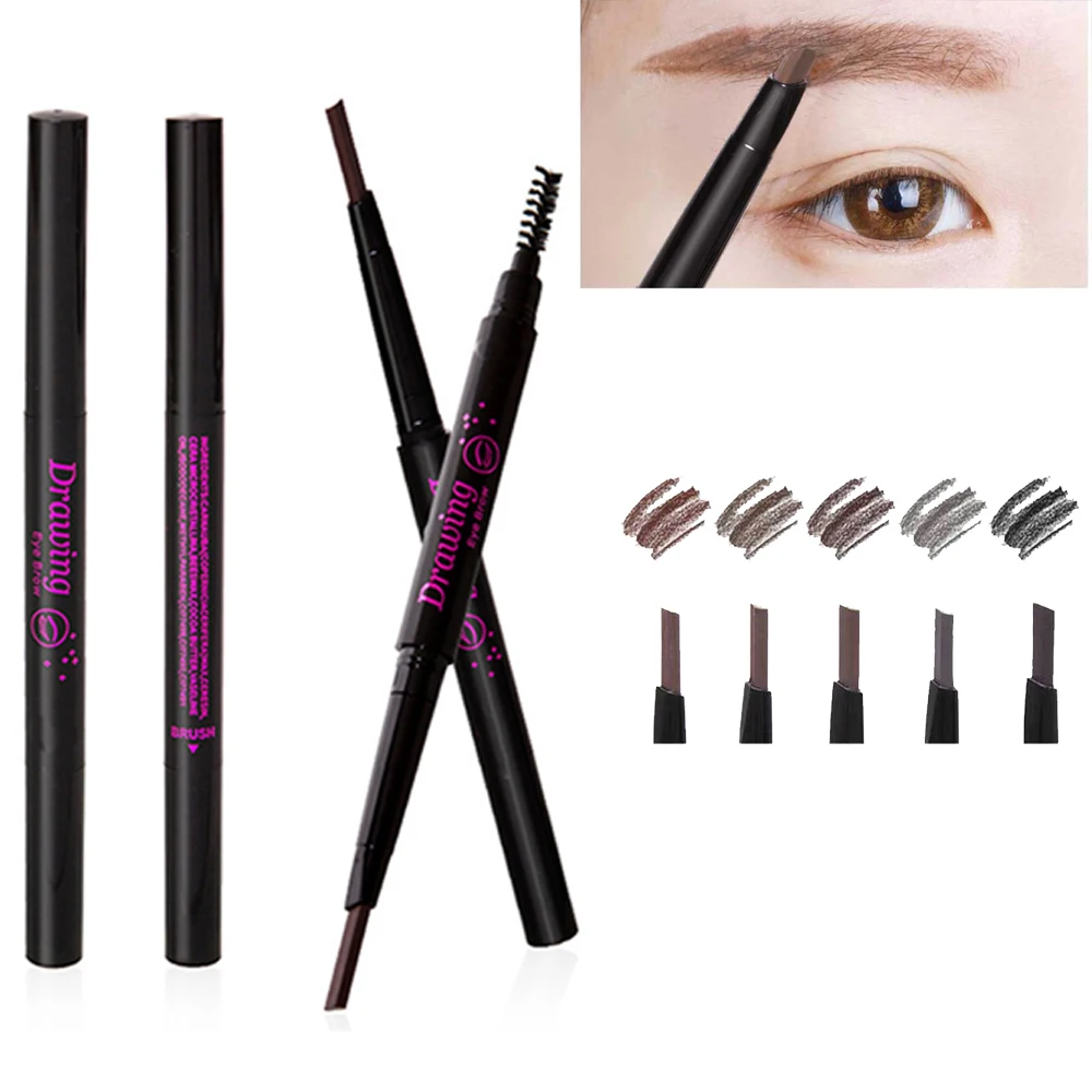 

2018 New Double-Ended 3D Eyebrow Pencil with Mascara Natural Eye Brow Tint Cosmetics Waterproof Pigment for Eyebrows Black Brown